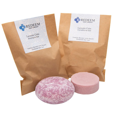 Redeem Soap Company - Lavender Calm Shampoo Bar and Conditioner Bar – Made in the USA, 3 oz Shampoo Bar, 1 oz Conditioner Bar, Zero Waste, No Plastic, SLS Free, Paraben Free…