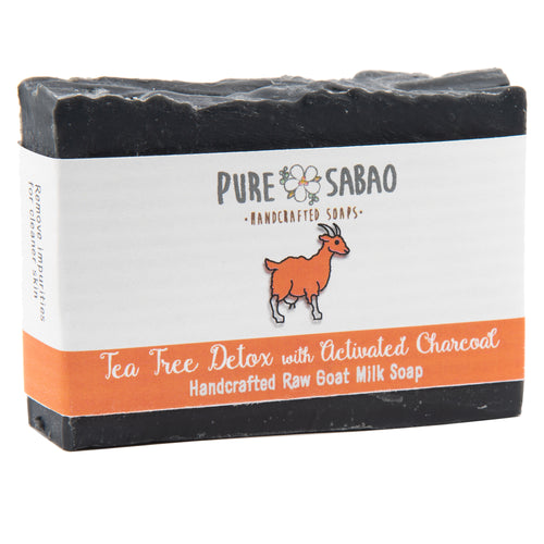 Pure Sabao - Tea Tree Detox w/ Activated Charcoal Raw Goat Milk Soap
